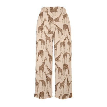 Giraffe Pattern Design Print Women's Wide Leg Lounge Pants