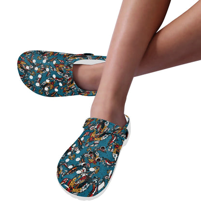 Sea Turtle Tribal Colorful Hand Drawn Unisex Clogs Shoes