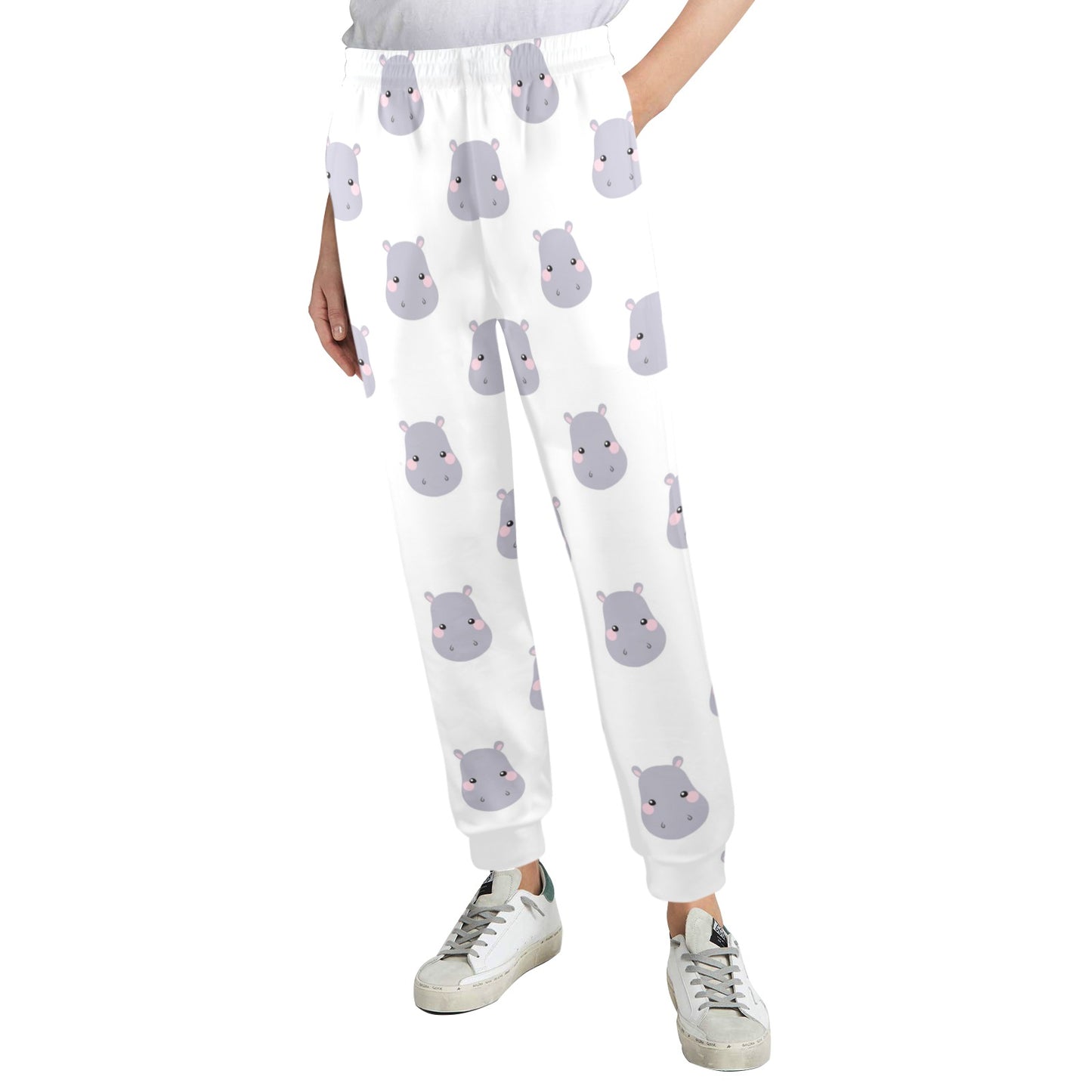Hippo Design Print Pattern JJ0350 Women's Casual Track Pants
