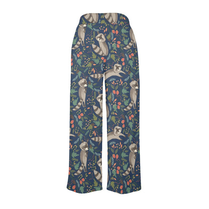 Raccoon Pattern Print Design A02 Women's Wide Leg Lounge Pants