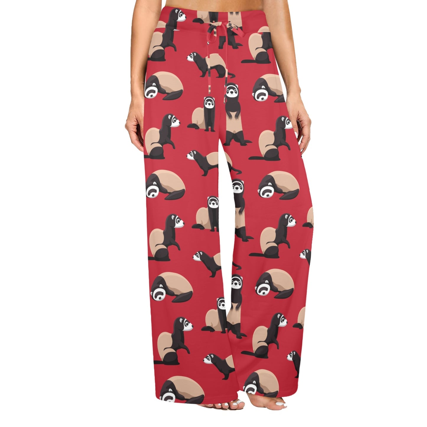 Ferret Pattern Print Design 02 Women's Wide Leg Lounge Pants