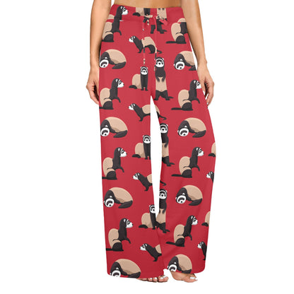 Ferret Pattern Print Design 02 Women's Wide Leg Lounge Pants