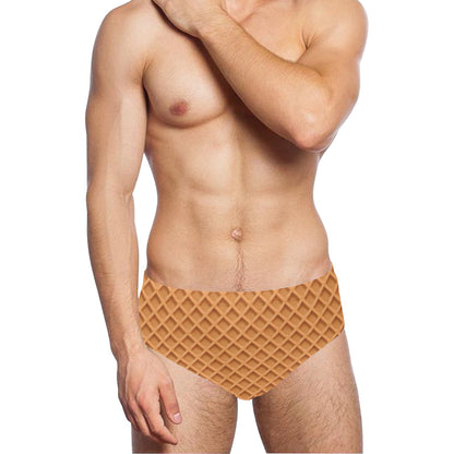 Waffle Texture Print Design LKS301 Men's Swimming Briefs