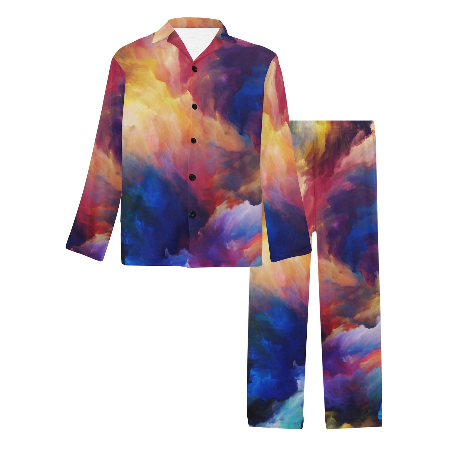 Vortex Twist Swirl Water Color Design Men's Long Pajama Set