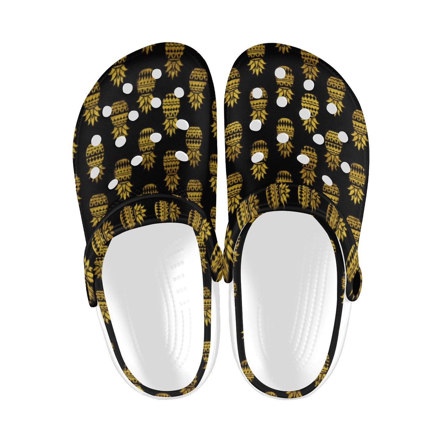 Pineapple Gold Tribal Style Print Unisex Clogs Shoes