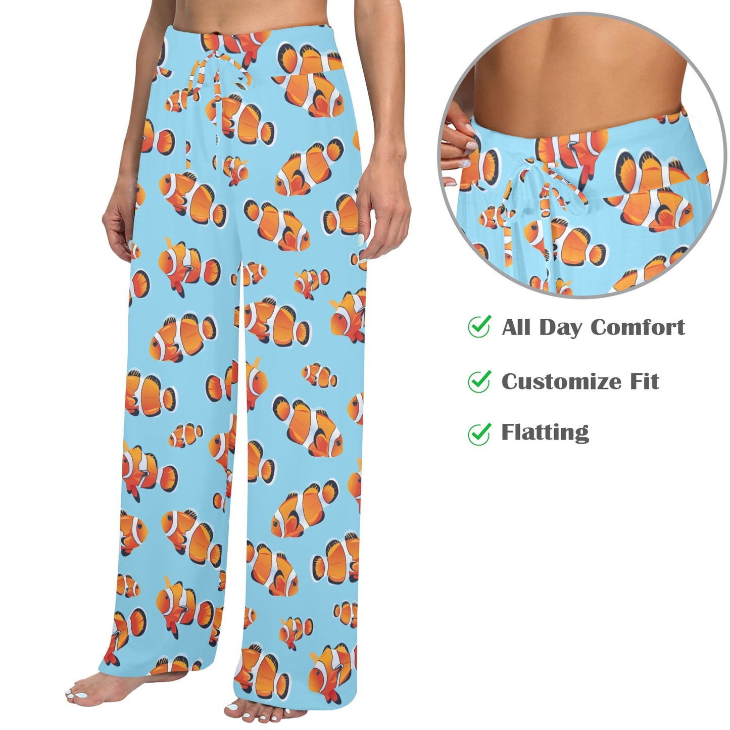 Clownfish Pattern Print Design 01 Women's Wide Leg Lounge Pants