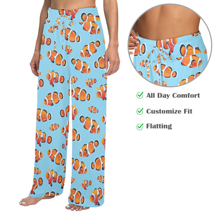 Clownfish Pattern Print Design 01 Women's Wide Leg Lounge Pants