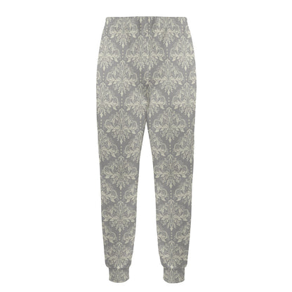 Damask Grey Elegant Print Pattern Men's Casual Track Pants