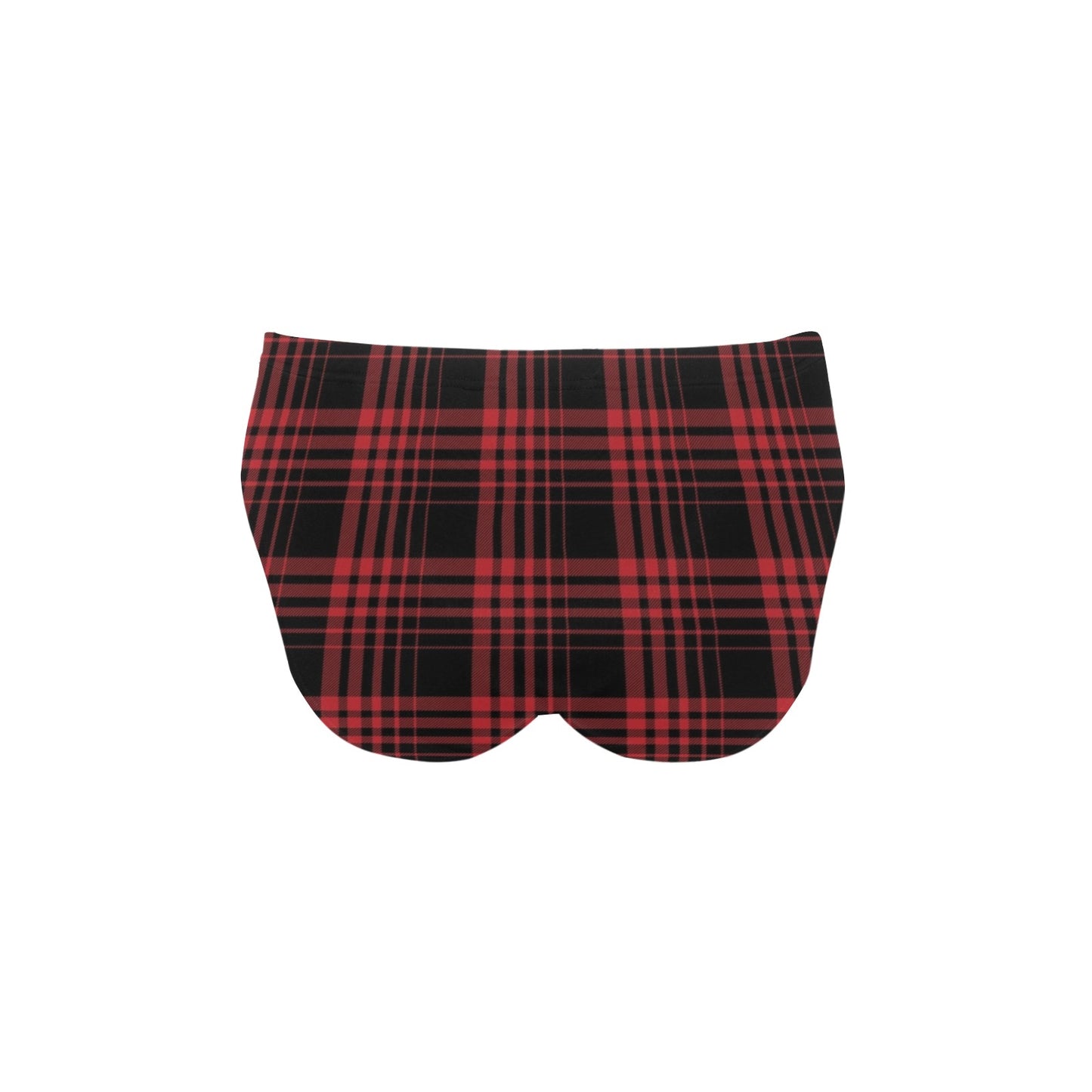 Tartan Red Black Print Design LKS303 Men's Swimming Briefs