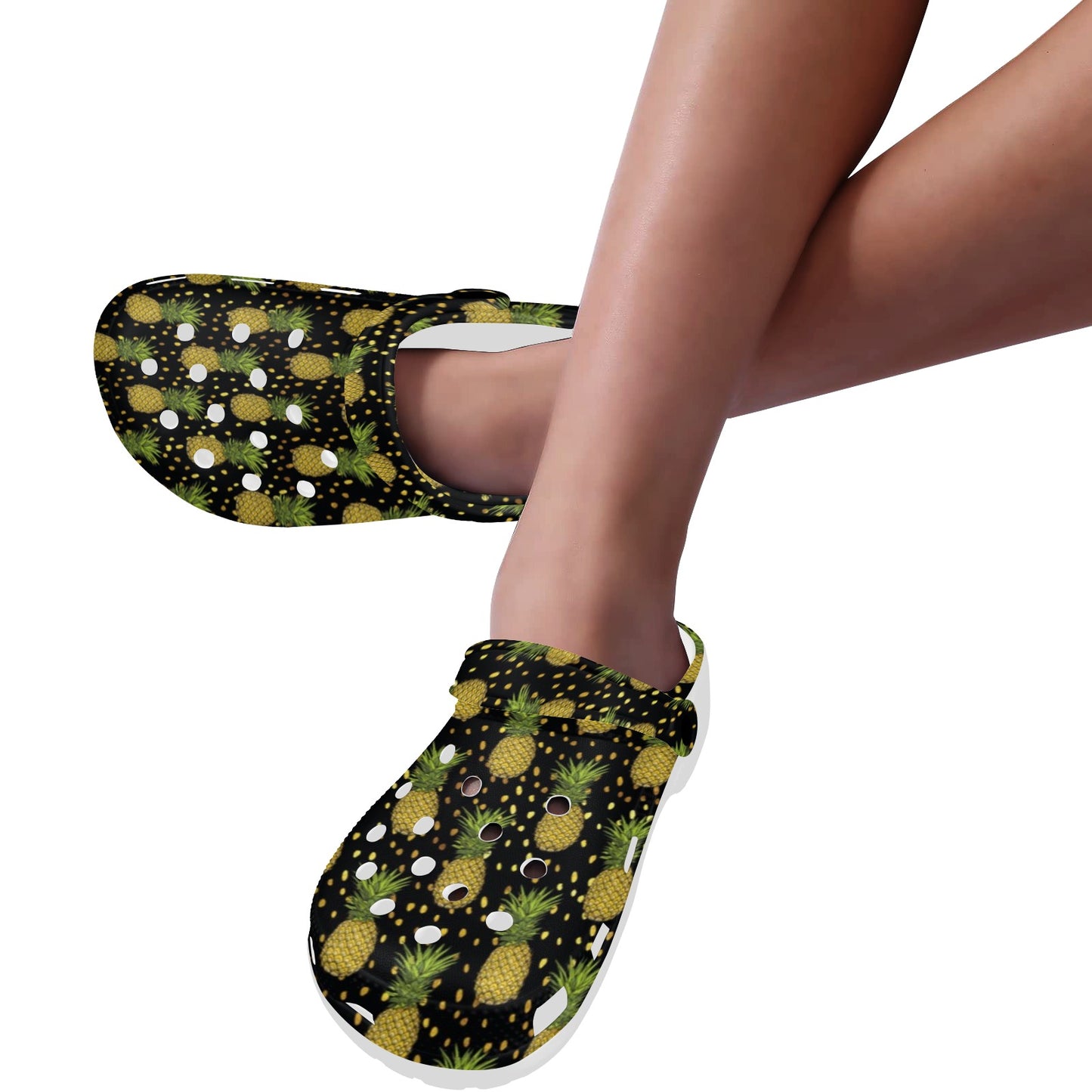 Pineapple Gold Dot Themed Print Unisex Clogs Shoes