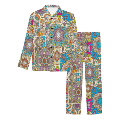 Patchwork Print Design LKS402 Men's Long Pajama Set