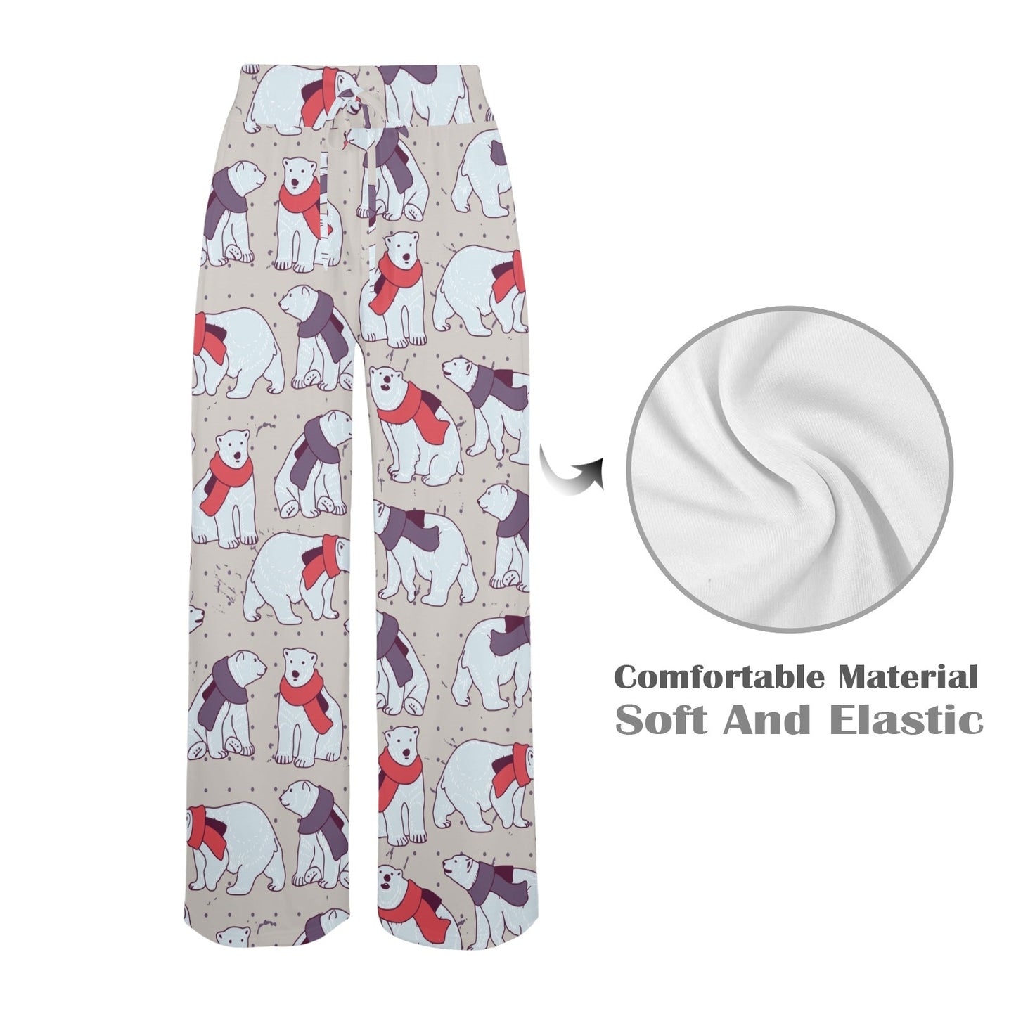 Polar Bear Pattern Print Design PB04 Women's Wide Leg Lounge Pants