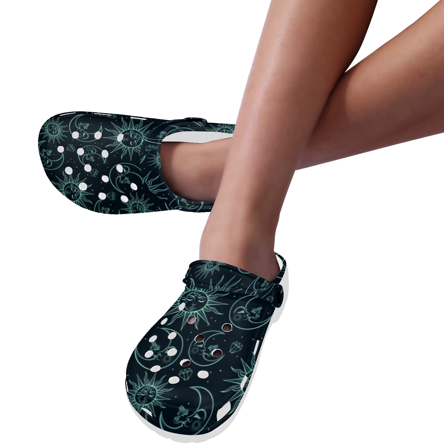 Sun Moon Magic Design Themed Print Unisex Clogs Shoes