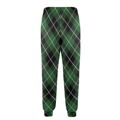 Plaid Green Pattern Print Design A05 Men's Casual Track Pants