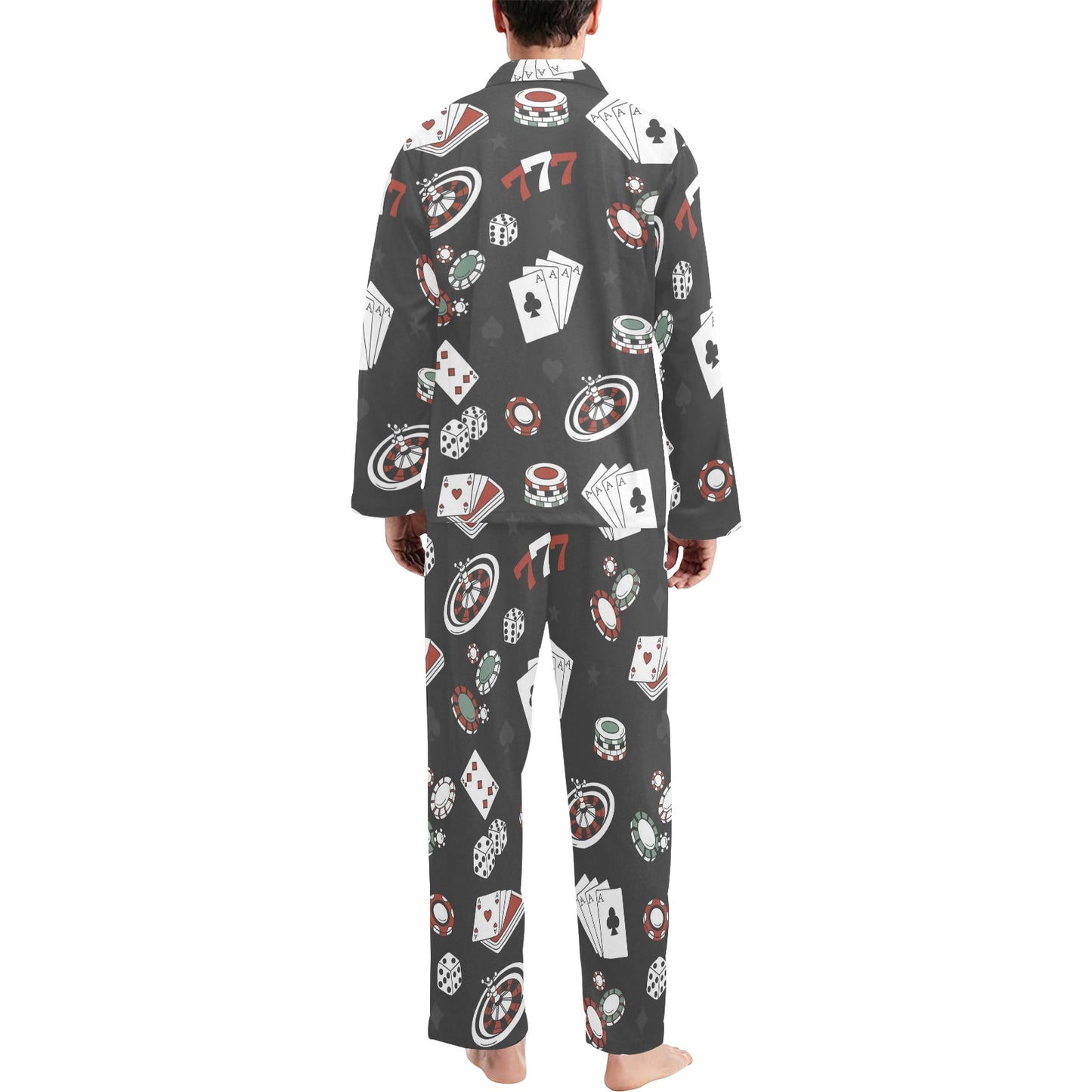 Casino Pattern Print Design 02 Men's Long Pajama Set
