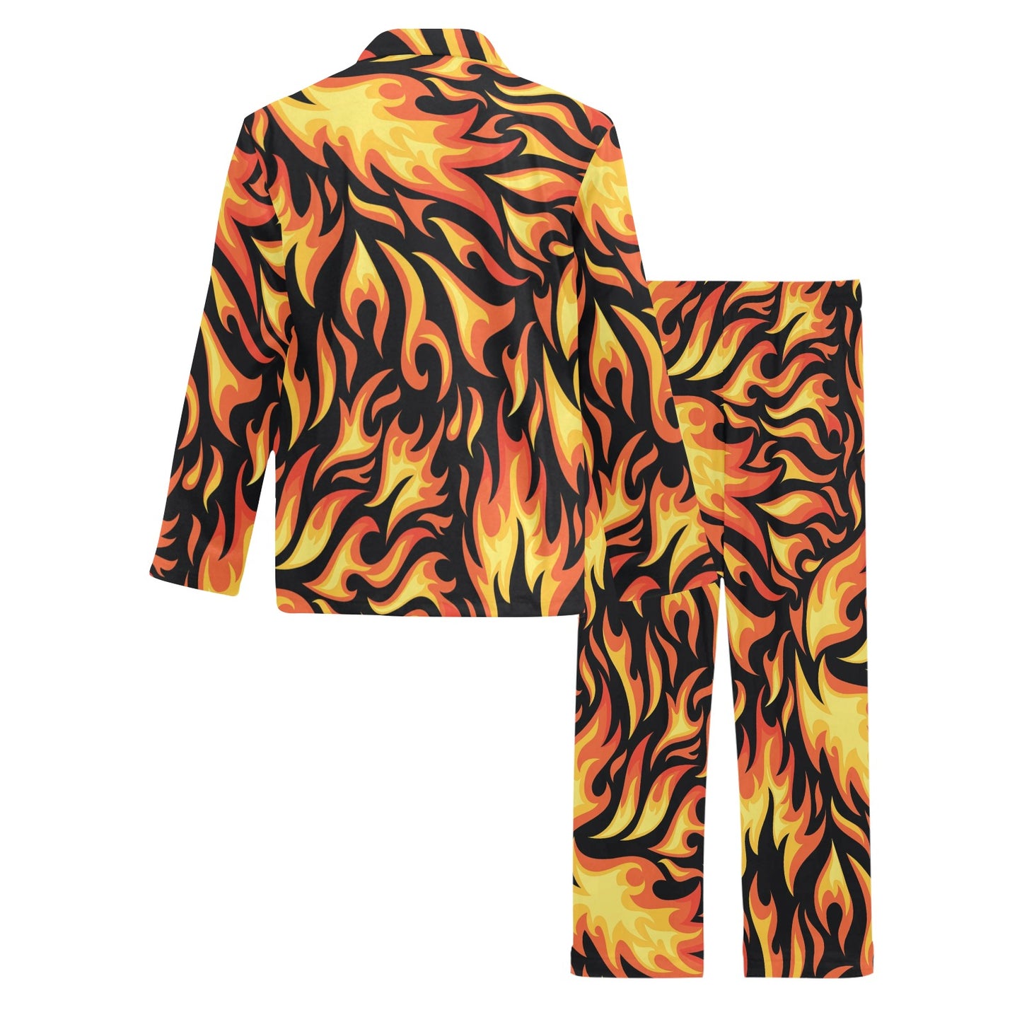 Flame Fire Design Pattern Men's Long Pajama Set