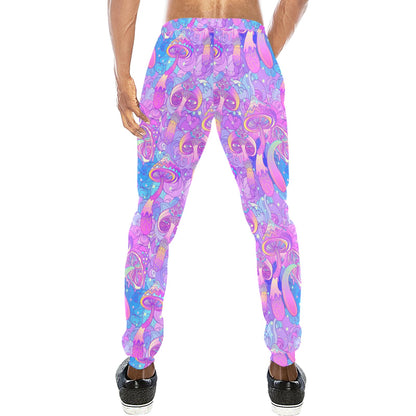 Psychedelic Trippy Mushroom Print Men's Sweatpants