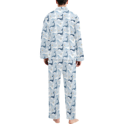 Whale Print Design LKS305 Men's Long Pajama Set
