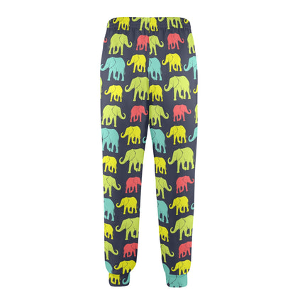 Elephant Neon Color Print Pattern Men's Casual Track Pants