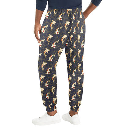 Koi Carp Japanese Design Themed Print Men's Casual Track Pants
