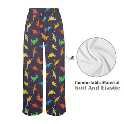 dinosaur Design Print Pattern JJ0105 Women's Wide Leg Lounge Pants