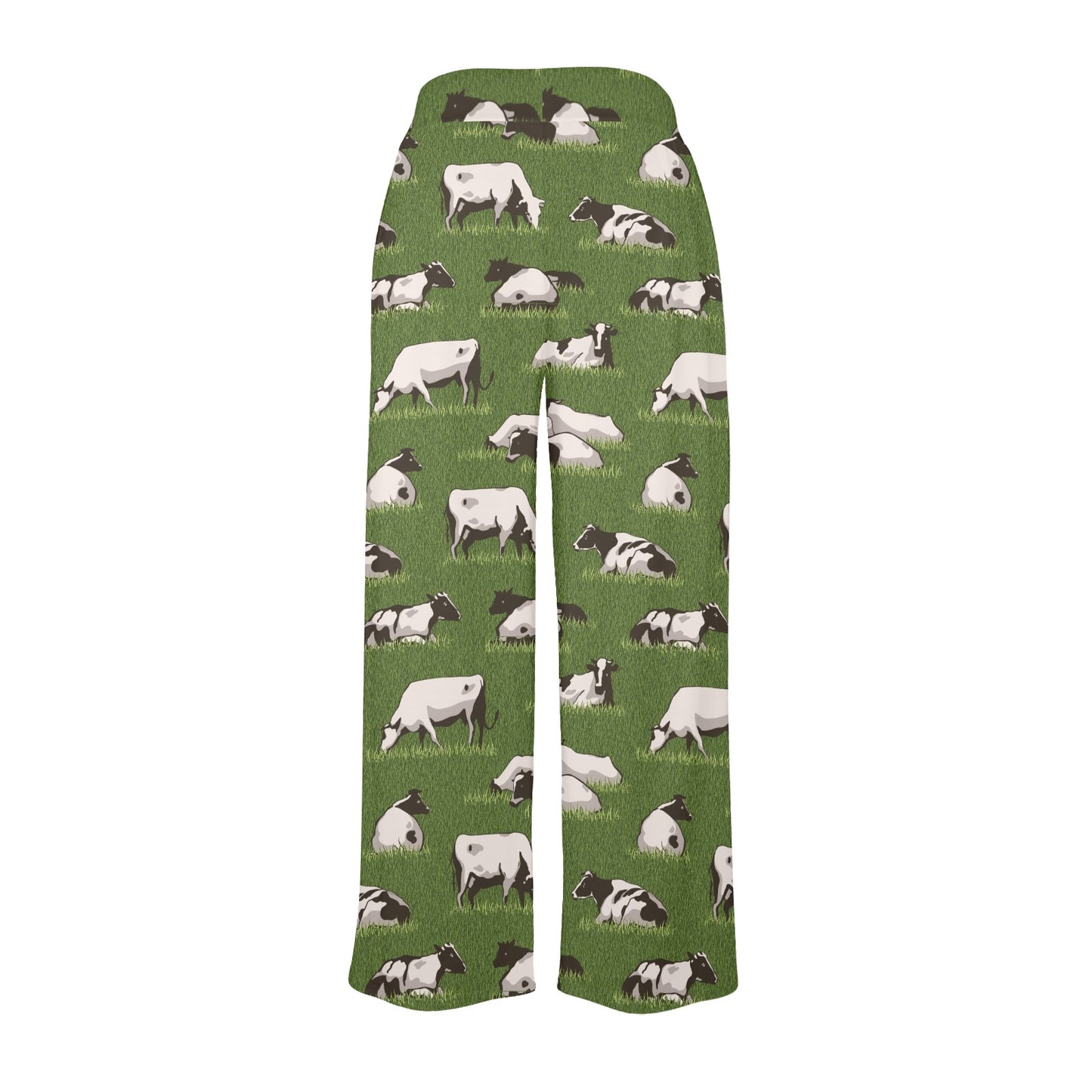Cow on Grass Print Pattern Women's Wide Leg Lounge Pants