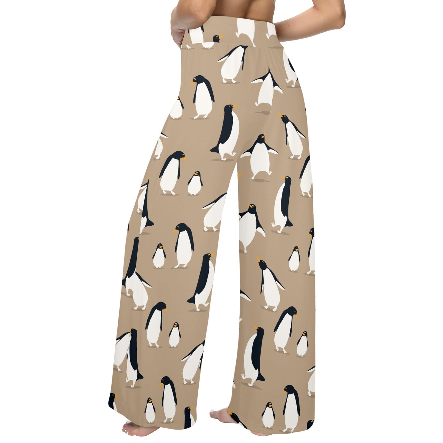 Penguin Pattern Print Design A01 Women's Wide Leg Lounge Pants