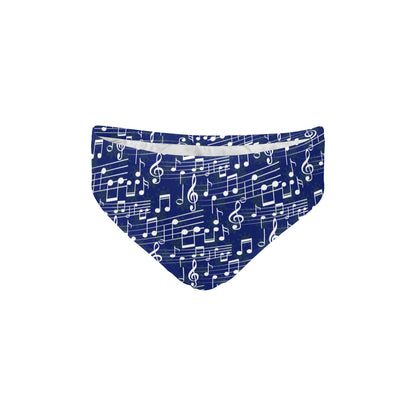 Music Note Blue Themed Print Men's Swimming Briefs