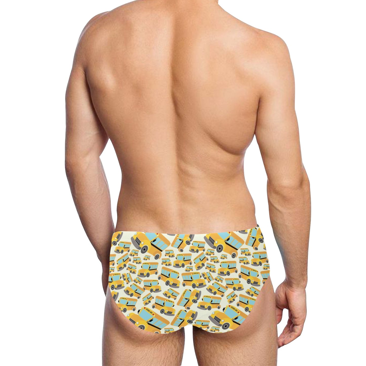 School Bus Print Design LKS301 Men's Swimming Briefs