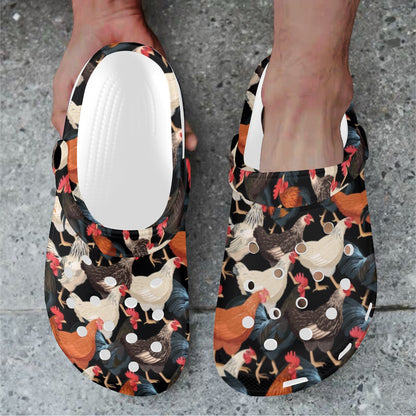 Chicken Print Pattern Unisex Clogs Shoes