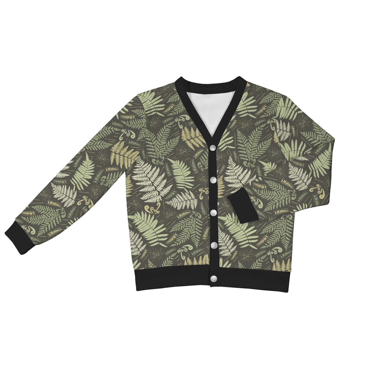 Fern Leave Green Print Pattern Women's Cardigan