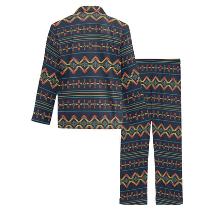 Southwest American Design Themed Print Men's Long Pajama Set