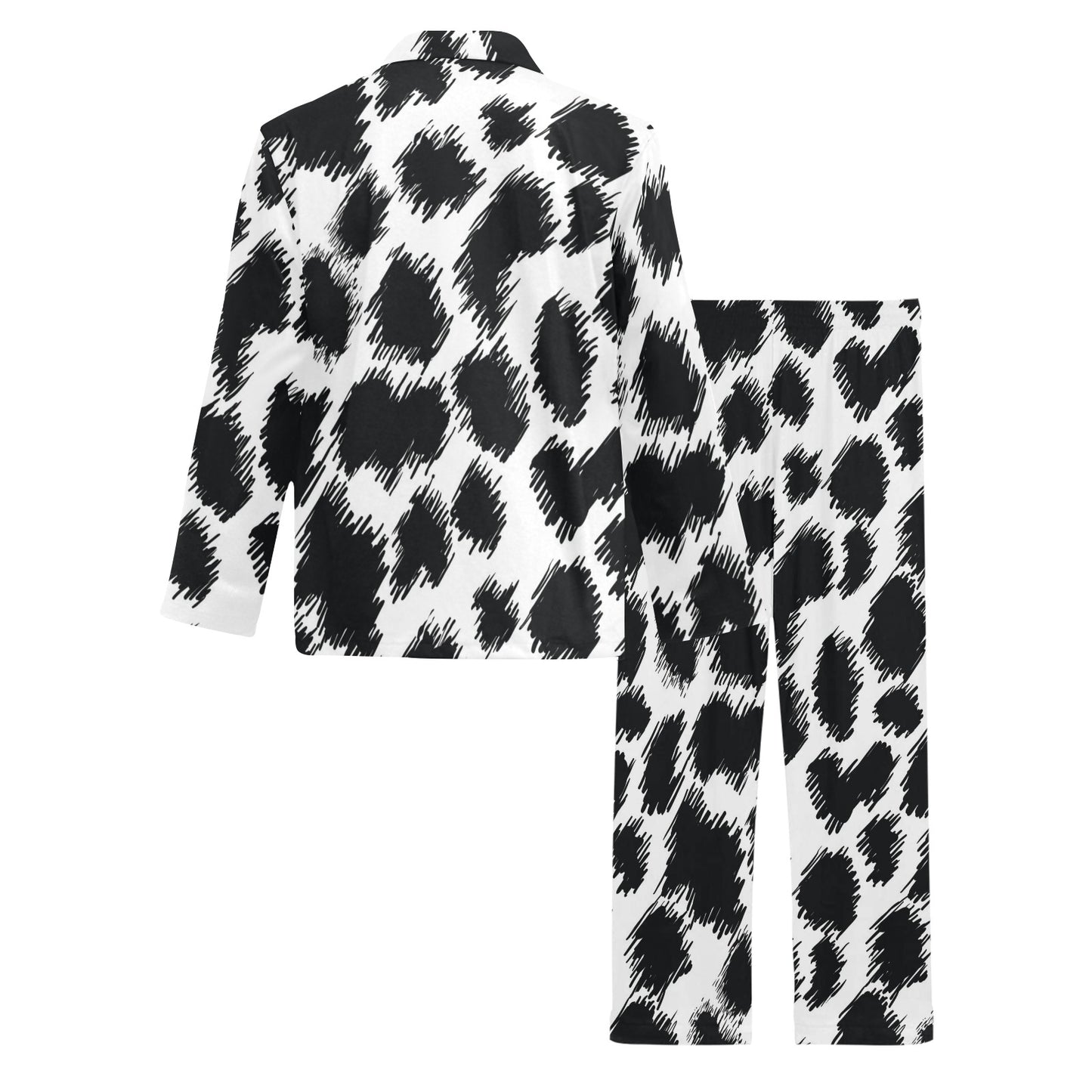 Cheetah Black Print Pattern Men's Long Pajama Set