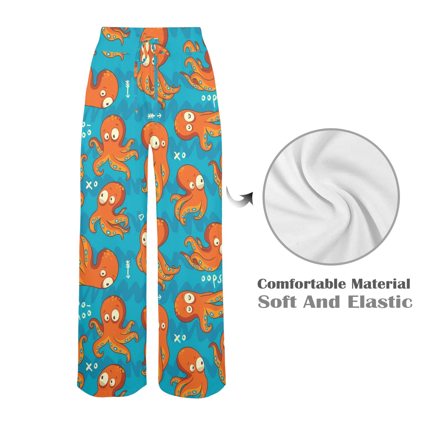 Octopus Pattern Print Design A02 Women's Wide Leg Lounge Pants
