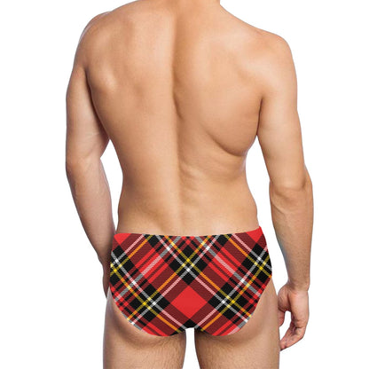 Plaid Red Pattern Print Design A03 Men's Swimming Briefs