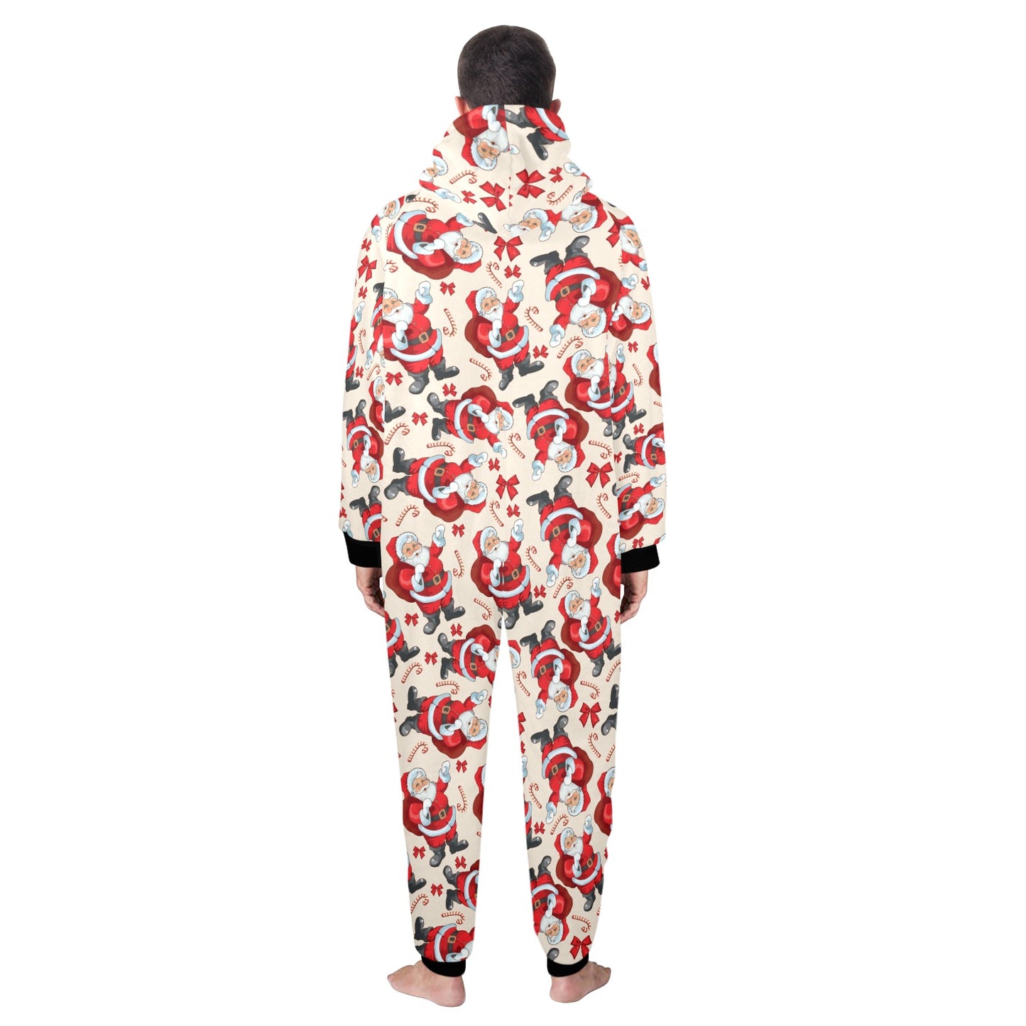 Santa Christmas Themed Print Design LKS302 Hooded Fleece Onesie Pajama Jumpsuit