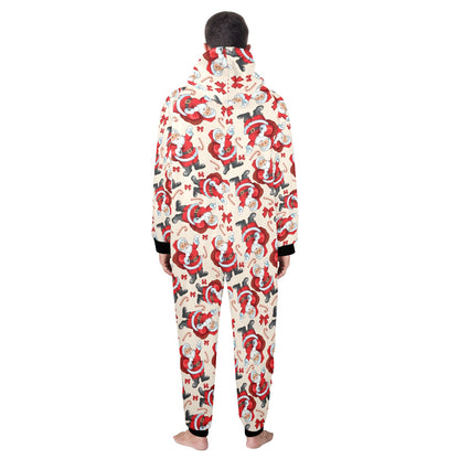 Santa Christmas Themed Print Design LKS302 Hooded Fleece Onesie Pajama Jumpsuit