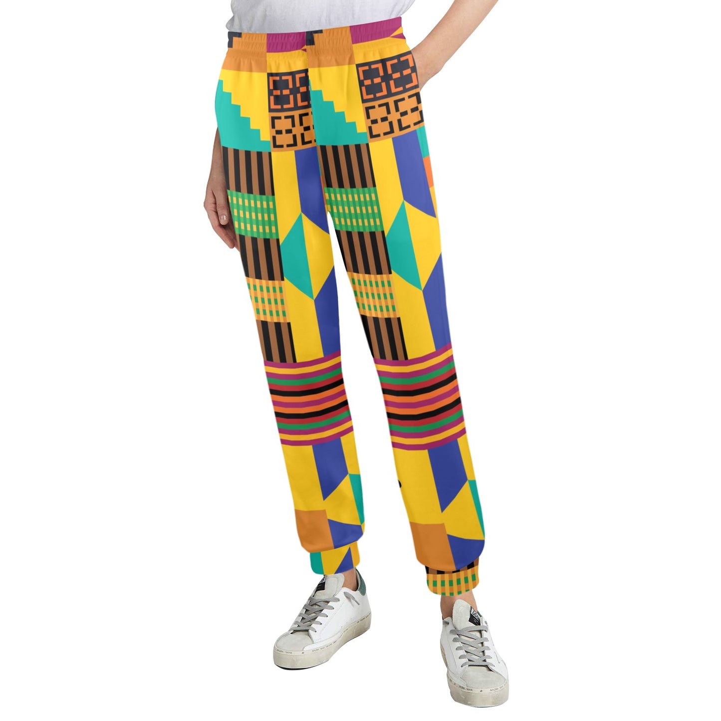 Kente Pattern Print Design 03 Women's Casual Track Pants