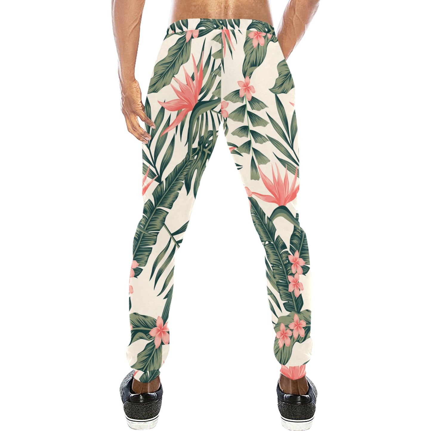Tropical Flower Palm Leaves Men's Sweatpants