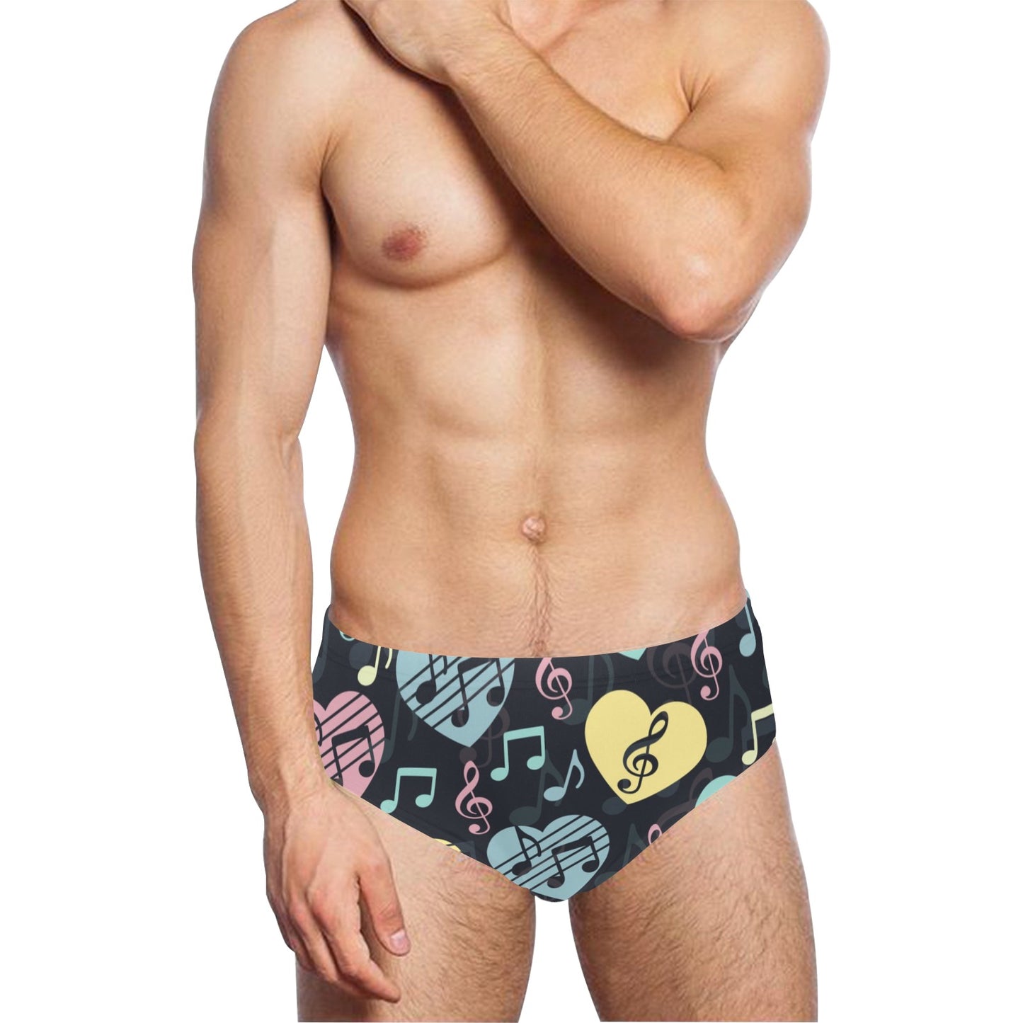 Music note Pattern Print Design A03 Men's Swimming Briefs