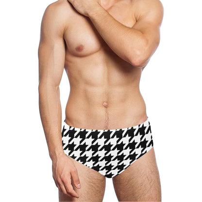 Houndstooth Black White Pattern Print Design 05 Men's Swimming Briefs
