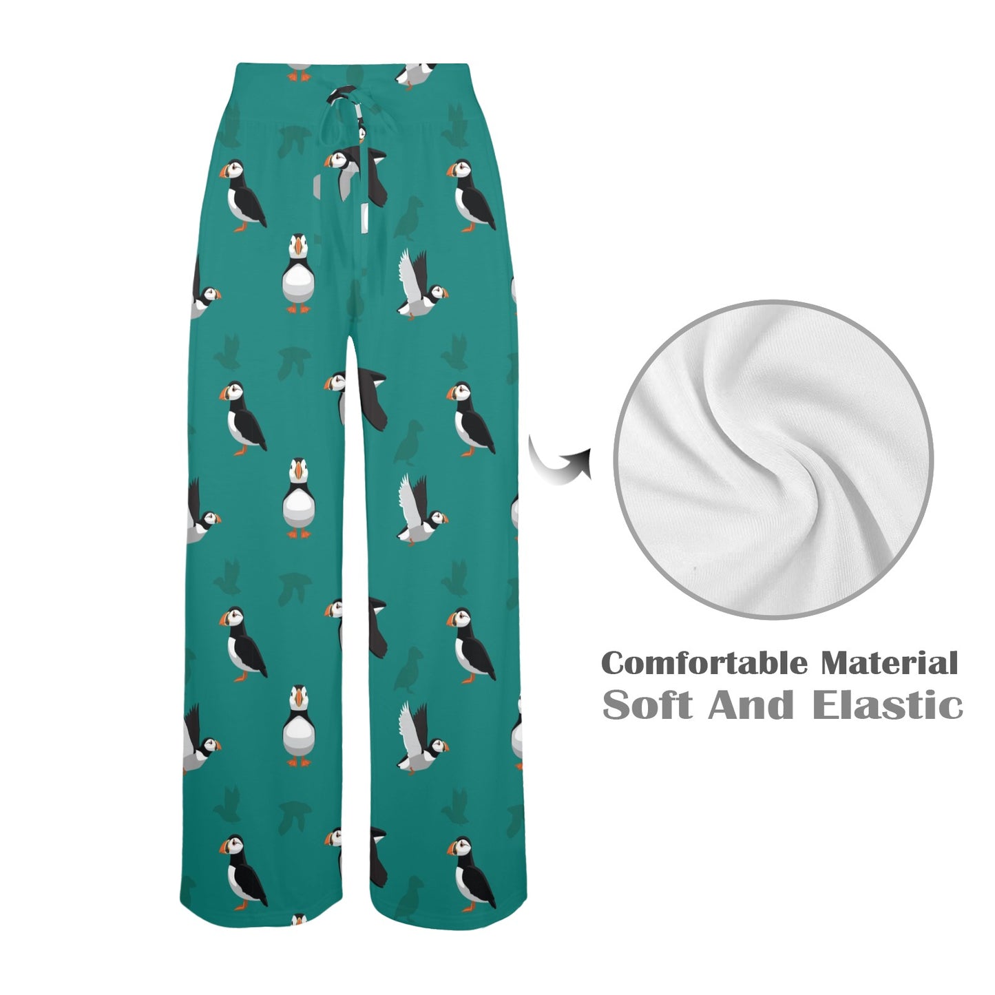 Puffin Pattern Print Design A02 Women's Wide Leg Lounge Pants
