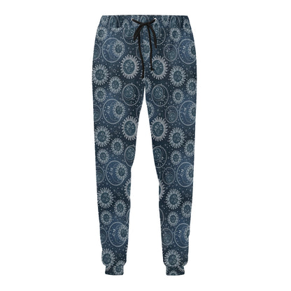 Sun Moon Tattoo Design Themed Print Men's Sweatpants