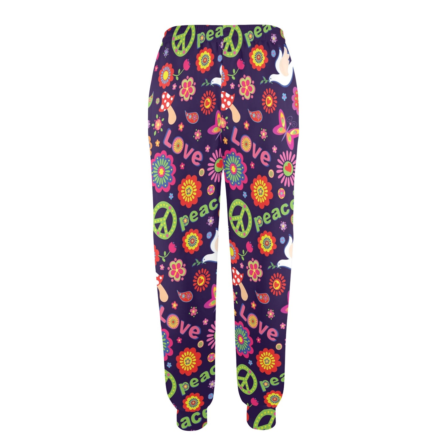 Flower Power Peace Design Print Women's Casual Track Pants