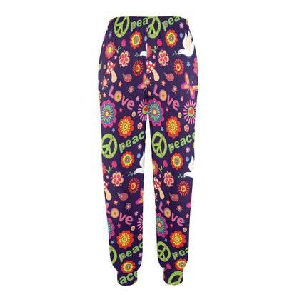 Flower Power Peace Design Print Women's Casual Track Pants