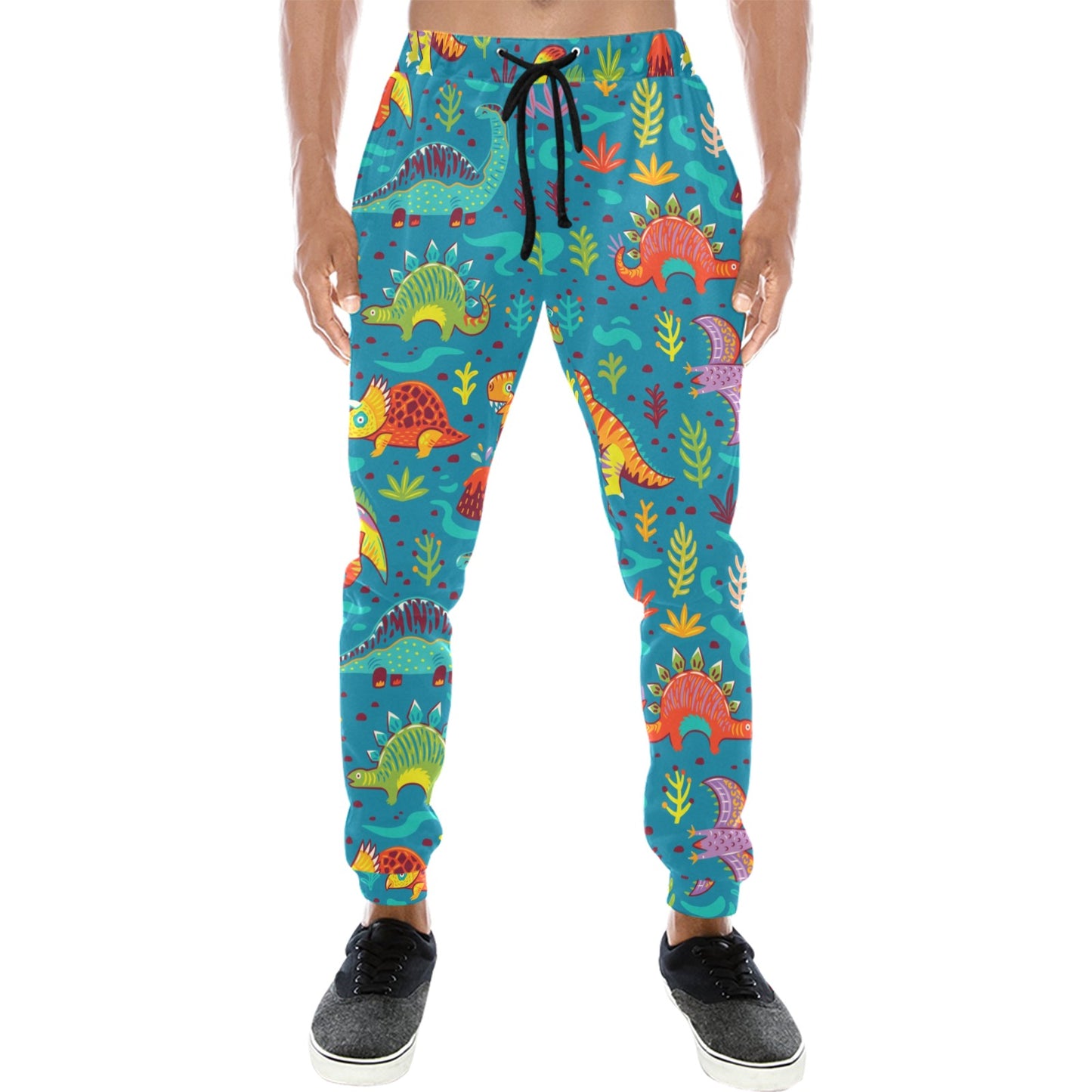 Dinosaur Cartoon Style Men's Sweatpants