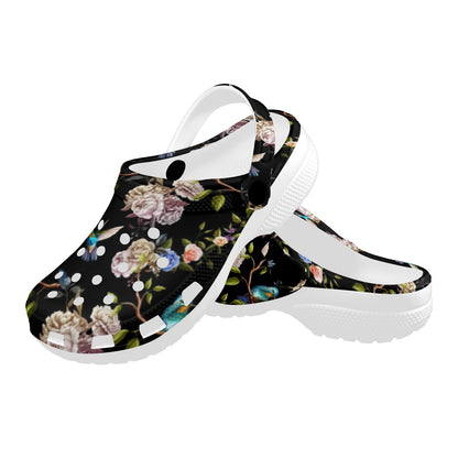 Hummingbird Flower Themed Print Unisex Clogs Shoes