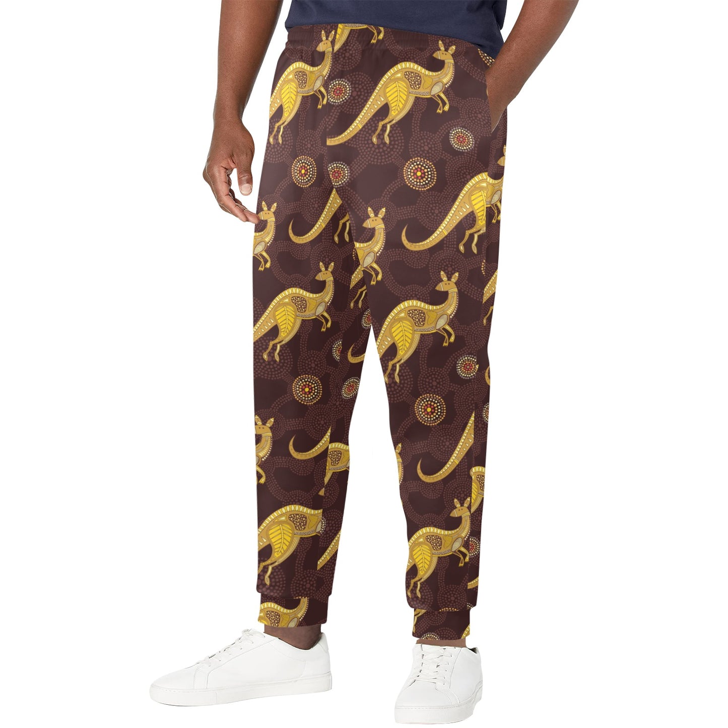 Kangaroos Aboriginal Pattern Print Design 08 Men's Casual Track Pants