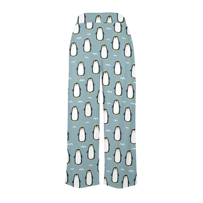 Penguin Pattern Print Design A02 Women's Wide Leg Lounge Pants