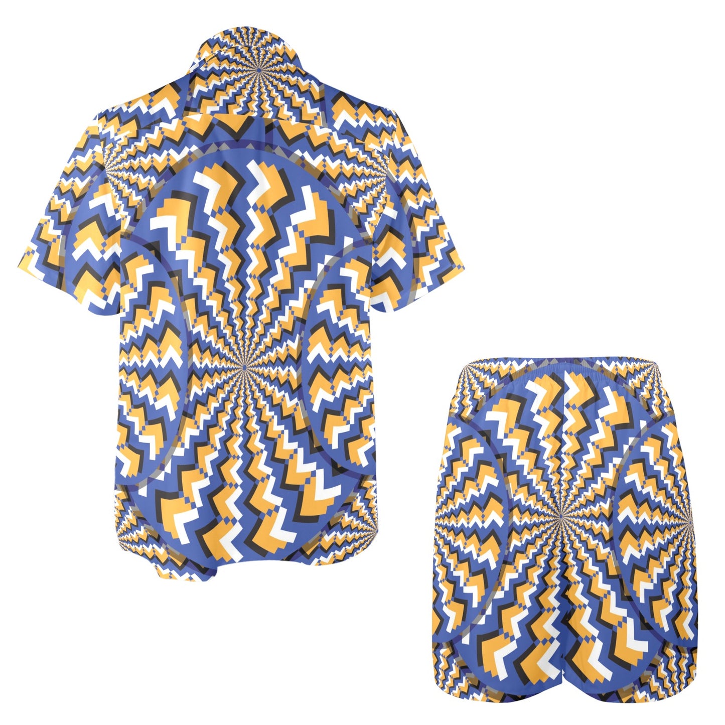 Optical illusion Pattern Print Design A01 Men's Beach Shirt and Shorts Set